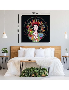 Cuadro decorativo Canvas Art Friduchis con fondo negro con barniz a registro