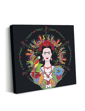 Cuadro decorativo Canvas Art Friduchis con fondo negro con barniz a registro