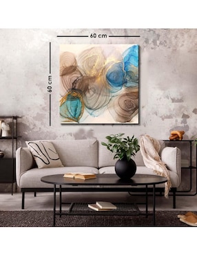 Cuadro decorativo Canvas Art Figuras de humo azules con café con barniz a registro