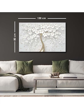 Cuadro decorativo Canvas Art Flores nacen en un árbol con barniz a registo