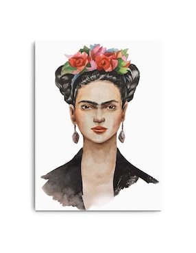 Cuadro decorativo Canvas Art Frida Kahlo con flores con barniz a registro