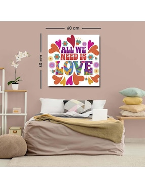 Cuadro decorativo Canvas Art Frases "todo lo que necesito es amor"