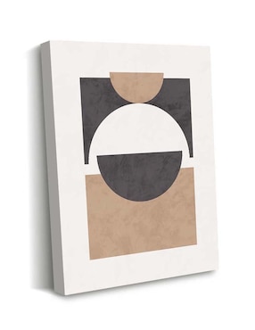 Cuadro decorativo Canvas Art Geometría en arte en café y gris con barniz a registro