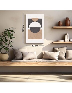 Cuadro decorativo Canvas Art Geometría en arte en café y gris con barniz a registro
