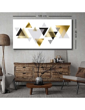 Cuadro decorativo Canvas Art Geometría triangular con barniz a registro