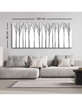 Cuadro decorativo Canvas Art Hojas alargadas en paralelo con barniz a registro