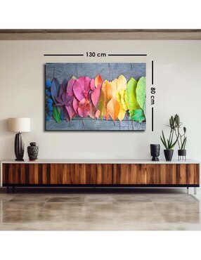 Cuadro decorativo Canvas Art hojas de colores grandes con barniz a registro