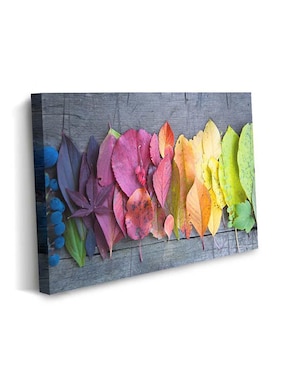 Cuadro decorativo Canvas Art hojas de colores grandes con barniz a registro