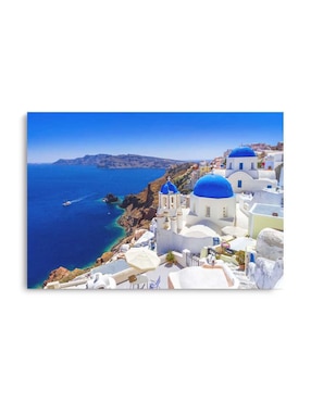 Cuadro decorativo Canvas Art Hermosa ciudad de Oia en la isla con barniz a registro