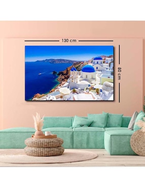 Cuadro decorativo Canvas Art Hermosa ciudad de Oia en la isla con barniz a registro