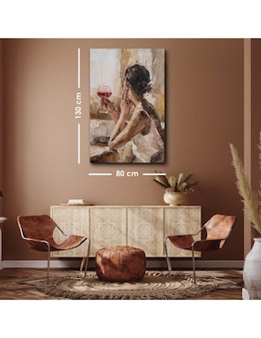 Cuadro decorativo Canvas Art Pintura a pincelada de mujer con barniz a registro