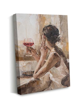 Cuadro decorativo Canvas Art Pintura a pincelada de mujer con barniz a registro