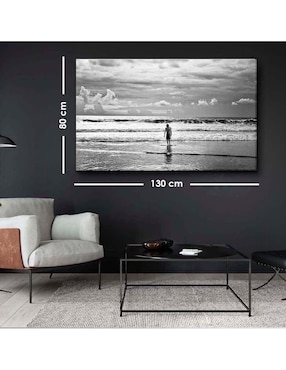 Cuadro decorativo Canvas Art Hombres surfistas con barniz a registro
