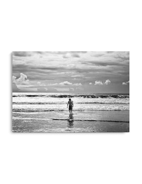 Cuadro decorativo Canvas Art Hombres surfistas con barniz a registro
