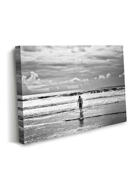 Cuadro decorativo Canvas Art Hombres surfistas con barniz a registro