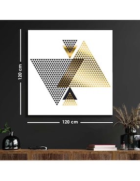 Cuadro decorativo Canvas Art Ilustración abstracta triangular con barniz a registro