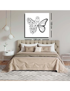 Cuadro decorativo Canvas Art Joven bailarina con alas de mariposa con barniz a registro