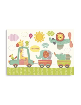 Cuadro decorativo Canvas Art Jungla divertida para bebé con barniz a registro