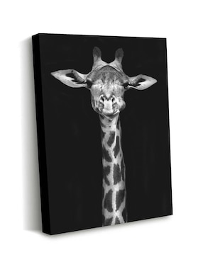 Cuadro decorativo Canvas Art Jirafa en blanco y negro con barniz a registro