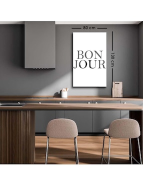 Cuadro decorativo Canvas Art Letras bonjour en negritas con barniz a registro