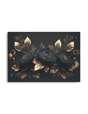Cuadro decorativo Canvas Art Lujosos elementos florales con barniz a registro