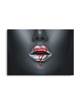 Cuadro Decorativo Canvas Art Labios Goteando De Corazón Rosa Con Barniz A Registro