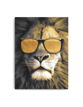 Cuadro decorativo Canvas Art León con gafas con barniz a registro