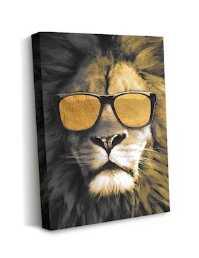Cuadro decorativo Canvas Art León con gafas con barniz a registro