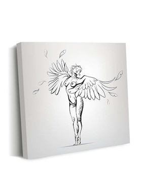 Cuadro decorativo Canvas Art Mujer desnuda con alas de ángel con barniz a registro