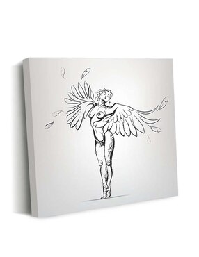 Cuadro decorativo Canvas Art Mujer desnuda con alas de ángel con barniz a registro