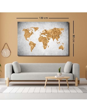 Cuadro decorativo Canvas Art Vibrante mapa mundi con barniz a registro