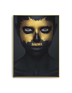 Cuadro Decorativo Canvas Art Mujer Labios Goteando Dorado Con Barniz A Registro