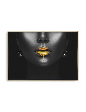 Cuadro Decorativo Canvas Art Mujer Negro Con Dorado Con Barniz A Registro