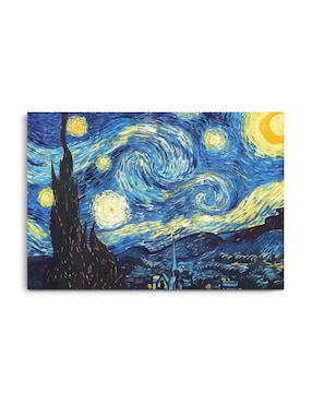 Cuadro decorativo Canvas Art Noche estrellada Van Gogh con barniz a registro