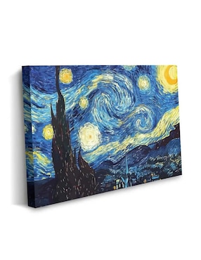 Cuadro decorativo Canvas Art Noche estrellada Van Gogh con barniz a registro