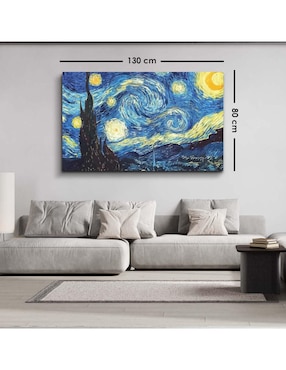 Cuadro decorativo Canvas Art Noche estrellada Van Gogh con barniz a registro