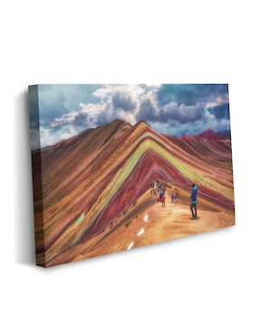 Cuadro decorativo Canvas Art Paisaje montañas de los siete colores con barniz a registro
