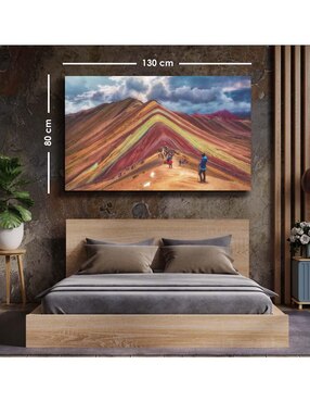 Cuadro decorativo Canvas Art Paisaje montañas de los siete colores con barniz a registro
