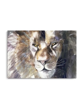 Cuadro decorativo Canvas Art Pintura rústica de león café con barniz a registro