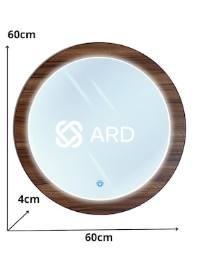 Espejo redondo Ard Decorativo de pared con luz led Luminous Oak