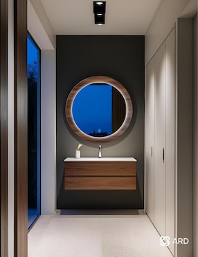 Espejo redondo Ard Decorativo de pared con luz led Luminous Oak