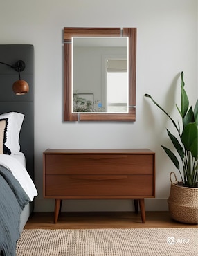 Espejo rectangular Ard Decorativo de pared con luz Led Luminous Oak