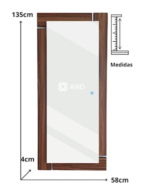 Espejo rectangular Ard Decorativo de pared con luz Led Luminous Oak