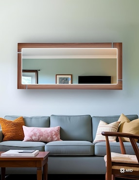 Espejo rectangular Ard Decorativo de pared con luz Led Luminous Oak