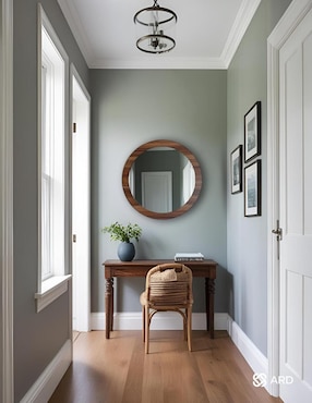 Espejo circular Ard Decorativo de pared de madera Glanz Oak