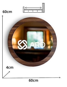 Espejo circular Ard Decorativo de pared de madera Glanz Oak