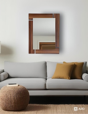 Espejo rectangular Ard Decorativo de pared de madera Glanz Oak