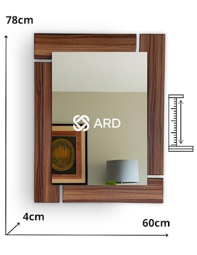 Espejo rectangular Ard Decorativo de pared de madera Glanz Oak
