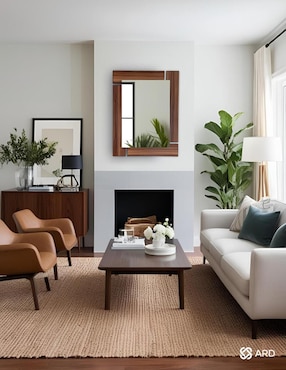 Espejo rectangular Ard Decorativo de pared de madera Glanz Oak
