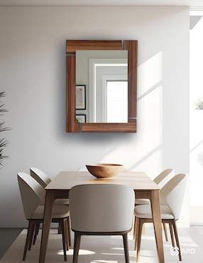 Espejo rectangular Ard Decorativo de pared de madera Glanz Oak